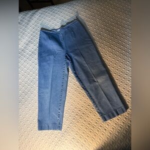 Casual Corner Light Blue Denim no-waist jeans with side zip. Sz 14